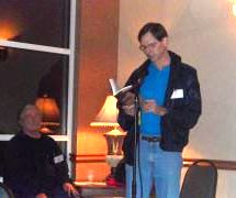 Lon at the microphone